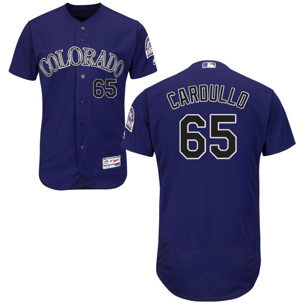 Colorado Rockies #65 Stephen Cardullo Alternate Purple Authentic Collection Flex Base Jersey