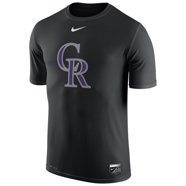 Colorado Rockies Black Authentic Collection Legend Logo 1.5 Performance Dri-FIT T-Shirt