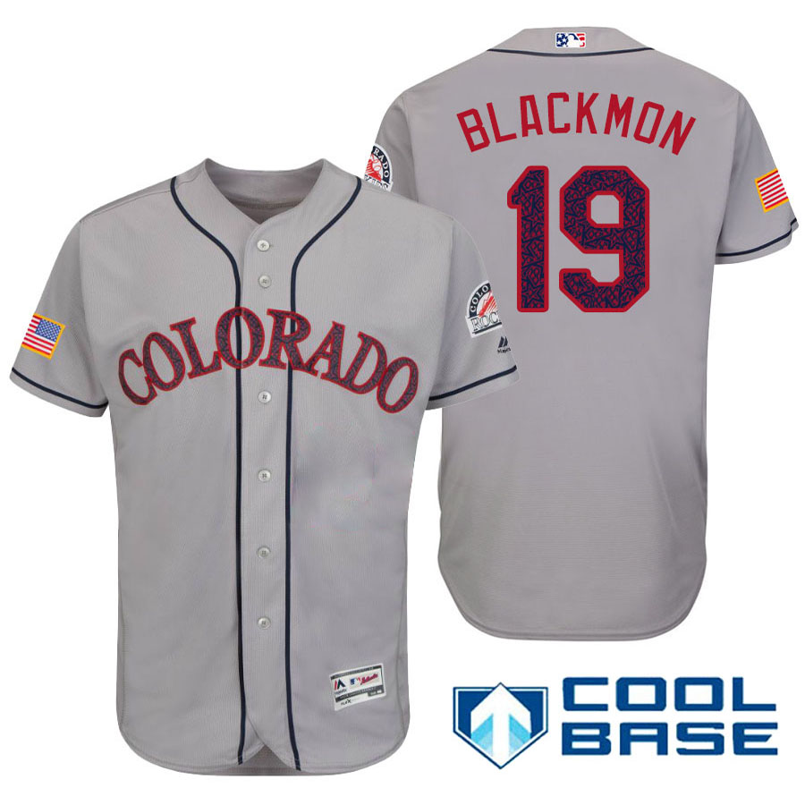 Colorado Rockies #19 Charlie Blackmon Gray Stars & Stripes 2016 Independence Day Cool Base Jersey