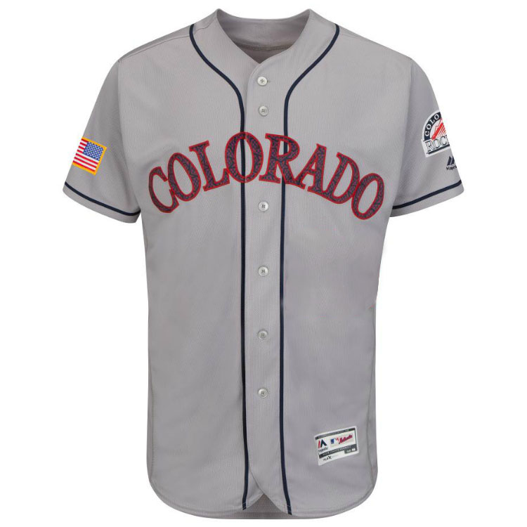 Colorado Rockies Majestic Gray 2016 Independence Day Stars & Stripes Flex Base Team Jersey