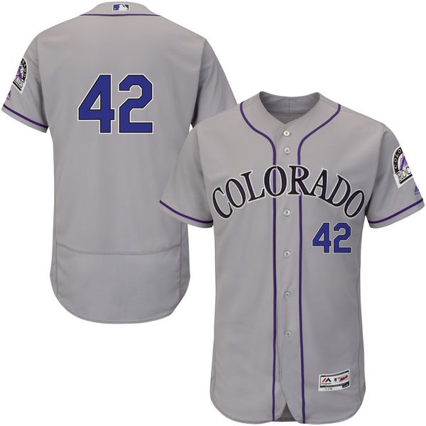 Colorado Rockies Jackie Robinson #42 Majestic Gray Authentic Collection Flexbase Jersey