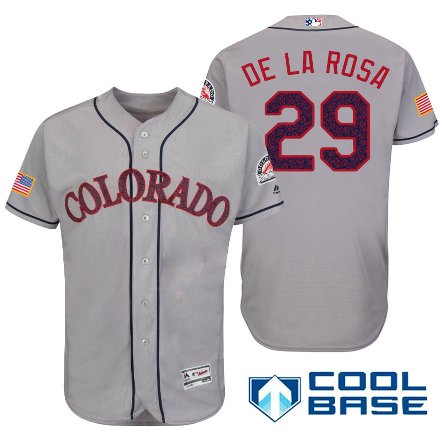 Colorado Rockies #29 Jorge De La Rosa Gray Stars & Stripes 2016 Independence Day Cool Base Jersey