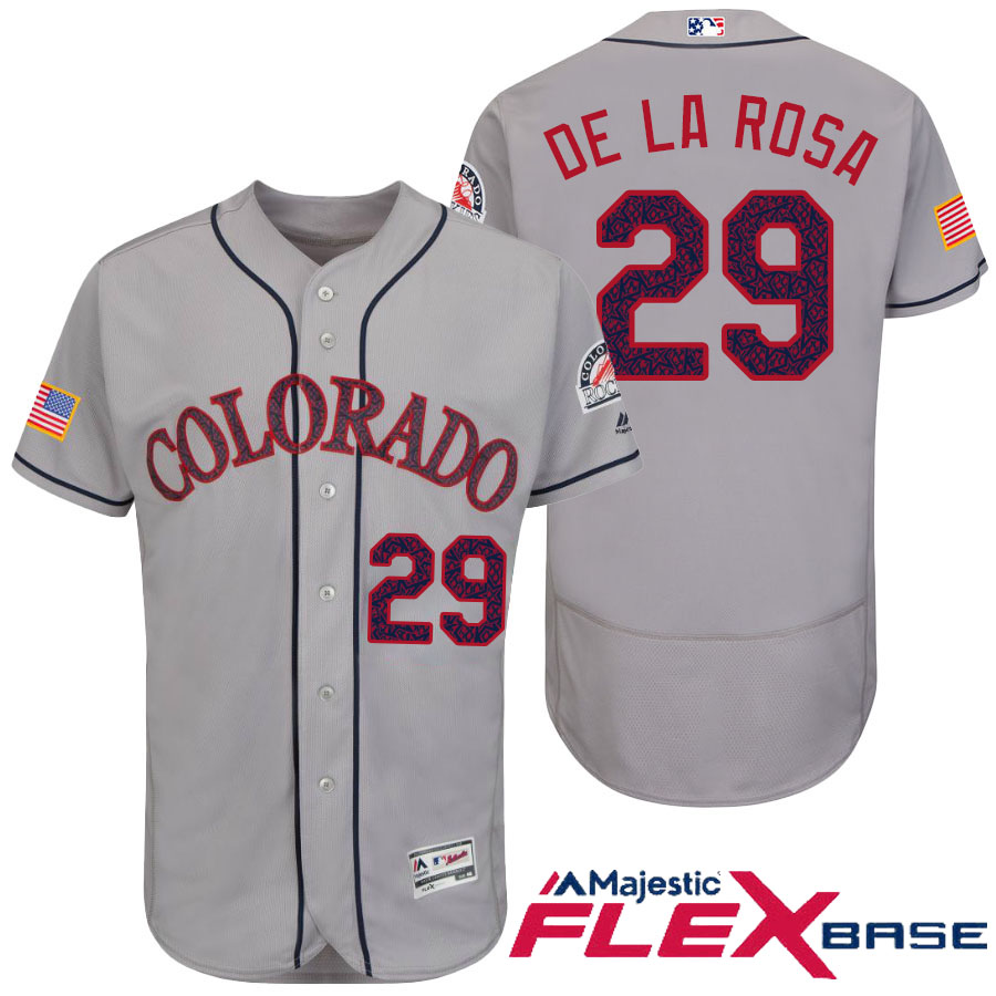 Colorado Rockies #29 Jorge De La Rosa Gray Stars & Stripes 2016 Independence Day Flex Base Jersey