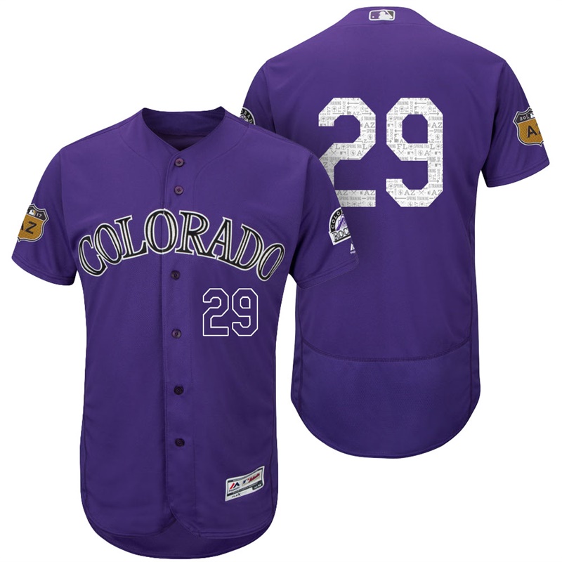 Colorado Rockies Jorge De La Rosa #29 Purple 2017 Spring Training Cactus League Patch Authentic Collection Flex Base Jersey