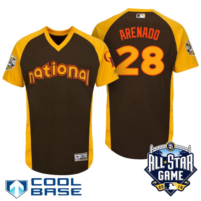 2016 MLB All-Star National Colorado Rockies Nolan Arenado #28 Brown Home Run Derby Cool Base Jersey