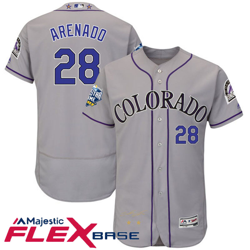 Colorado Rockies Nolan Arenado #28 Majestic Gray 2016 MLB All-Star Game Signature Flex Base Jersey