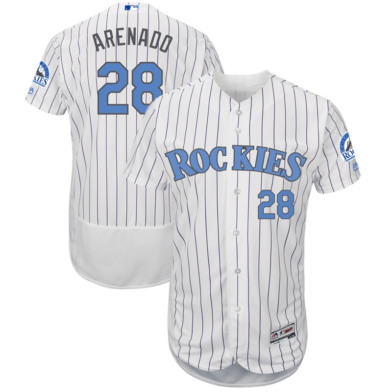 Nolan Arenado #28 Men Colorado Rockies 2017 Father's Day White Flex Base Jersey