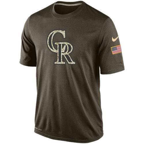 Colorado Rockies Olive Camo Team Logo Baseball T-Shirt