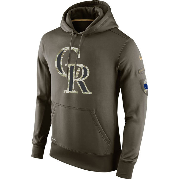 Colorado Rockies Olive Salute To Service Pullover Hoodie