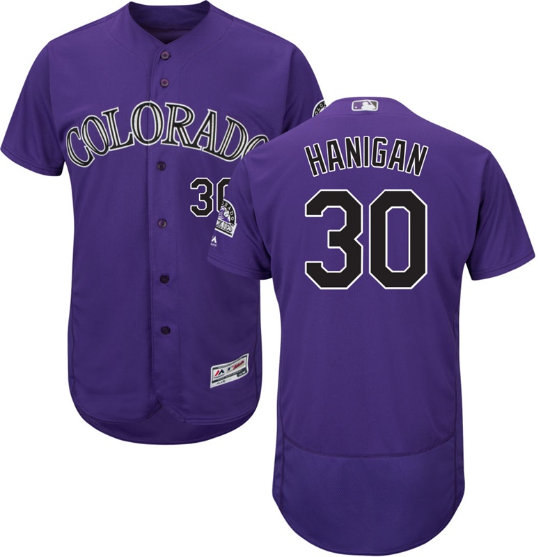 Men Colorado Rockies Ryan Hanigan #30 Purple Commemorative Patch Alternate Flex Base Jersey