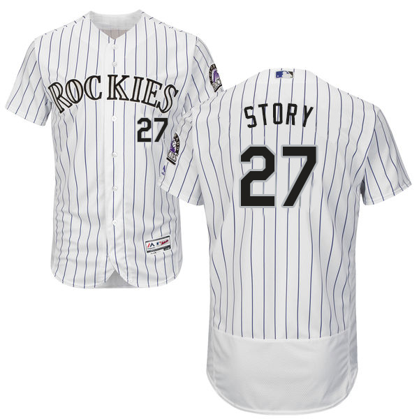 Colorado Rockies Trevor Story #27 White Flexbase Authentic Collection Jersey