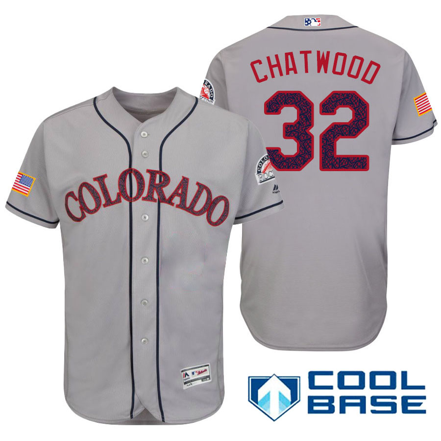 Colorado Rockies #32 Tyler Chatwood Gray Stars & Stripes 2016 Independence Day Cool Base Jersey