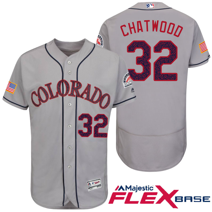 Colorado Rockies #32 Tyler Chatwood Gray Stars & Stripes 2016 Independence Day Flex Base Jersey