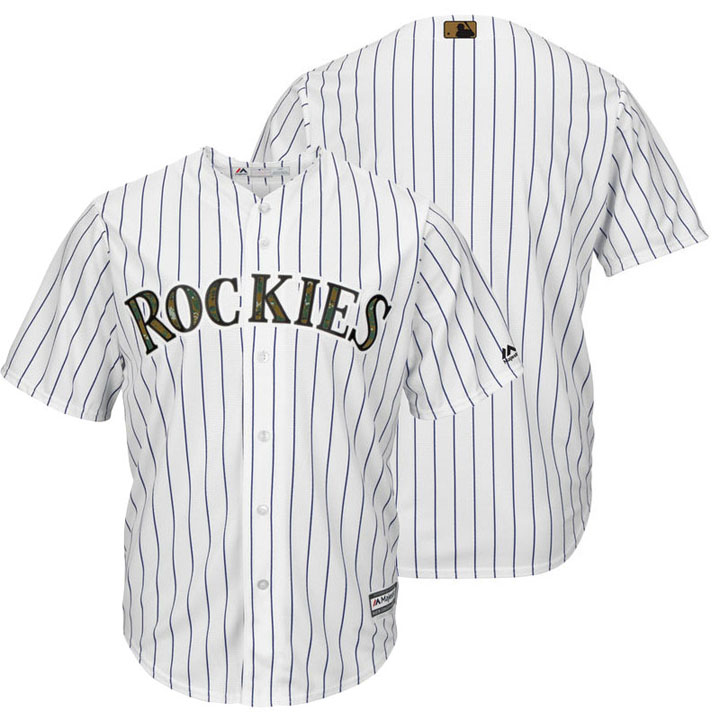 Colorado Rockies White Camo Fashion 2016 Memorial Day Cool Base Jersey