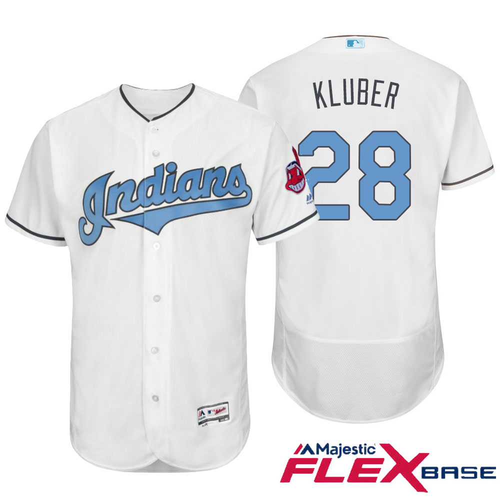 Cleveland Indians #28 Corey Kluber Majestic White Fashion 2016 Father's Day Flex Base Jersey