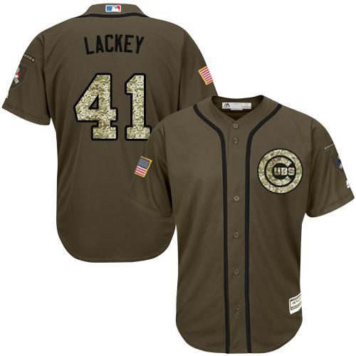 Chicago Cubs #41 John Lackey Olive Camo Stitched Baseball Jersey