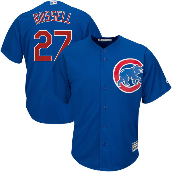 Chicago Cubs #27 Addison Russell Majestic Royal Cool Base Authentic Player Jersey