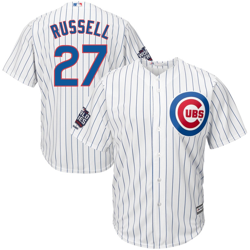 Chicago Cubs Addison Russell #27 White Home 2016 World Series Champions Patch Cool Base Player Jersey