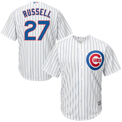 Chicago Cubs #27 Addison Russell Majestic White Cool Base Authentic Player Jersey