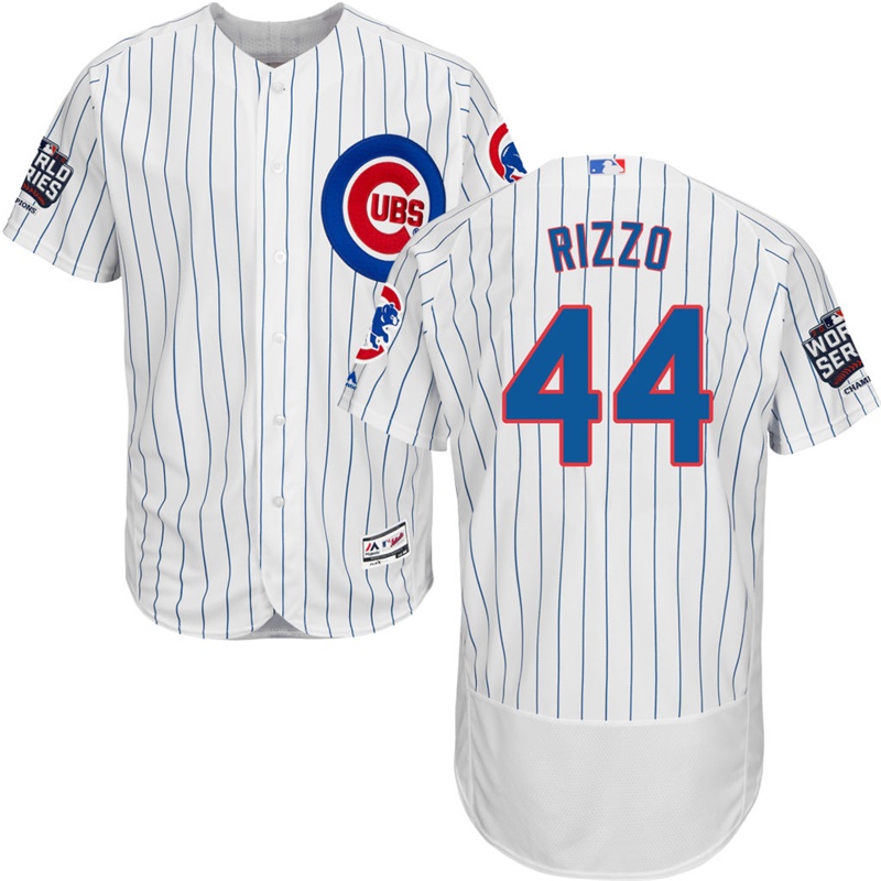 Chicago Cubs Anthony Rizzo #44 White Home 2016 World Series Champions Patch Flex Base Player Jersey