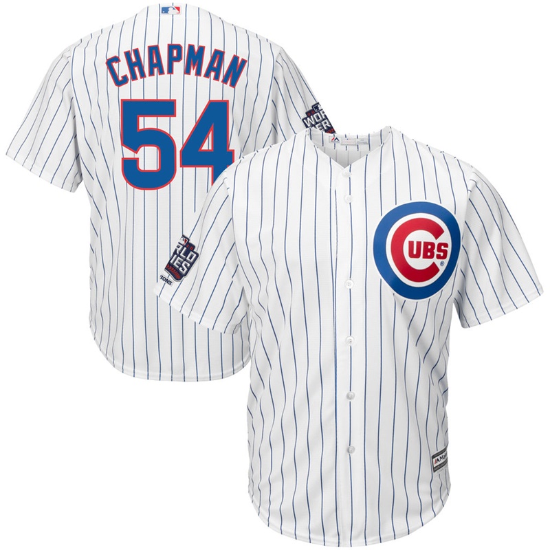 Chicago Cubs Aroldis Chapman #54 White Home 2016 World Series Champions Patch Cool Base Player Jersey