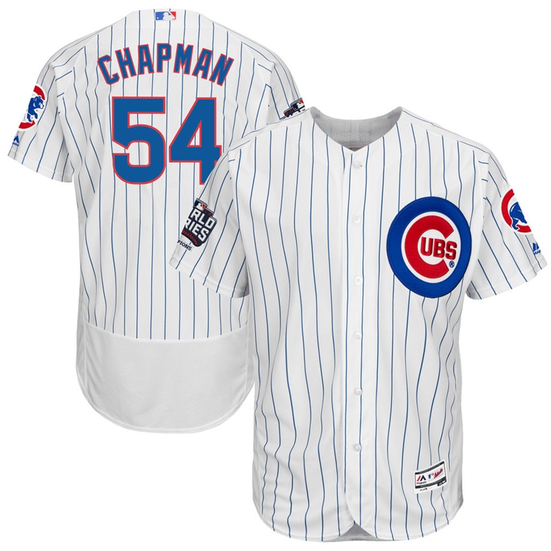 Chicago Cubs Aroldis Chapman #54 White Home 2016 World Series Champions Patch Flex Base Player Jersey