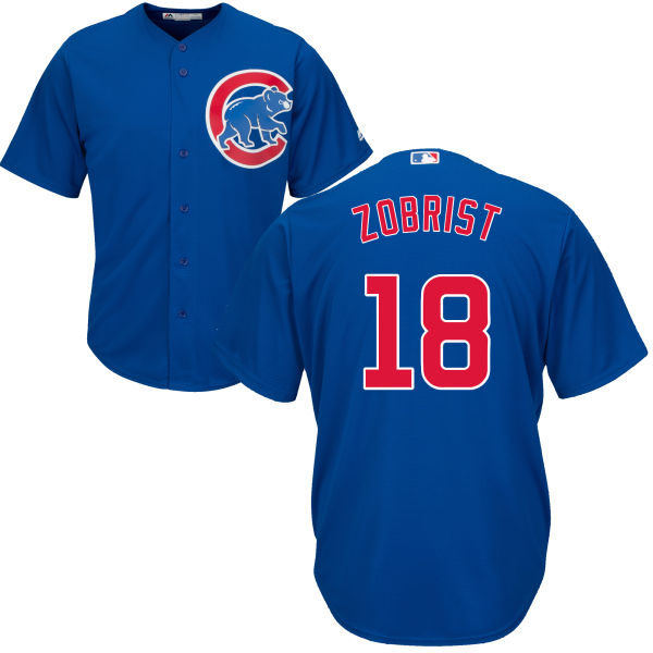 Chicago Cubs #18 Ben Zobrist Majestic Royal Cool Base Authentic Player Jersey