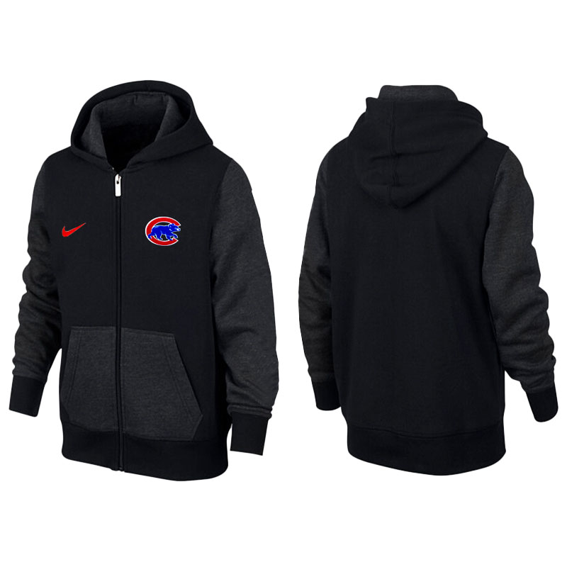 Chicago Cubs Black Gray Full-Zip Aunthetic Pullover Hoodie