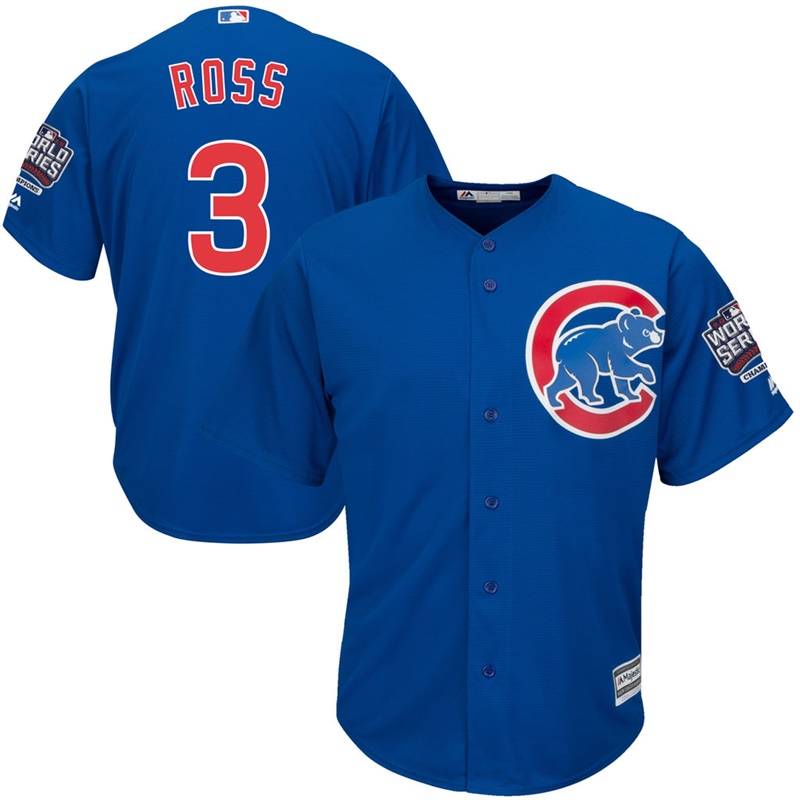 Chicago Cubs David Ross #3 Royal Alternate 2016 World Series Champions Patch Cool Base Player Jersey