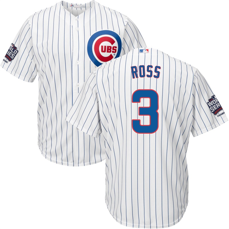 Chicago Cubs David Ross #3 White Home 2016 World Series Champions Patch Cool Base Player Jersey