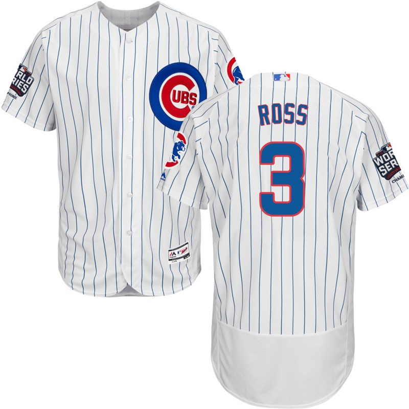 Chicago Cubs David Ross #3 White Home 2016 World Series Champions Patch Flex Base Player Jersey