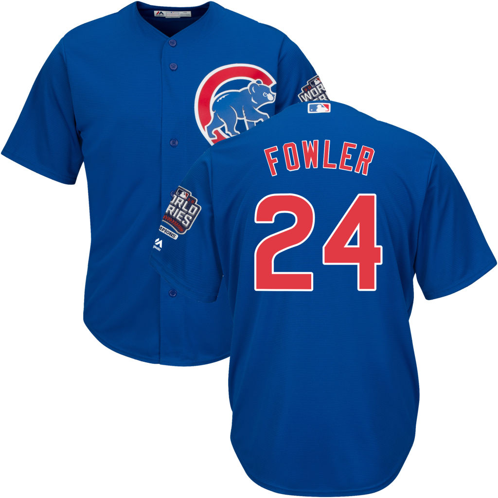 Chicago Cubs Dexter Fowler #24 Royal Alternate 2016 World Series Champions Patch Cool Base Player Jersey