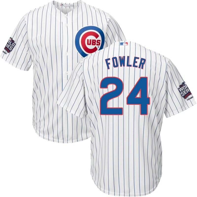 Chicago Cubs Dexter Fowler #24 White Home 2016 World Series Champions Patch Cool Base Player Jersey