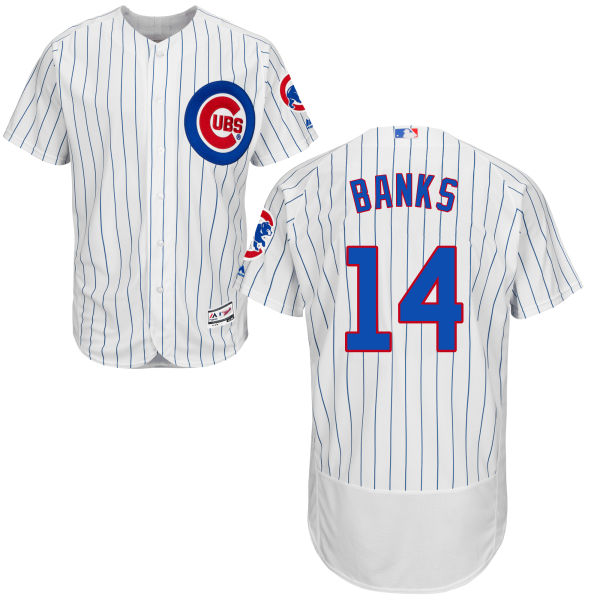 Ernie Banks #14 Chicago Cubs Home White Authentic Collection Flexbase Player Jersey