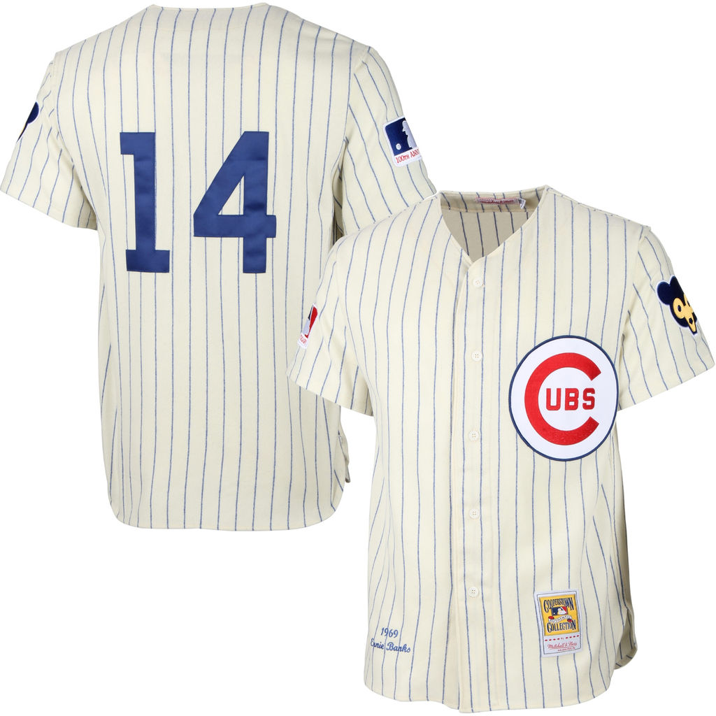 Chicago Cubs #14 Ernie Banks Cream 1969 Throwback Turn Back the Clock Authentic Player Jersey