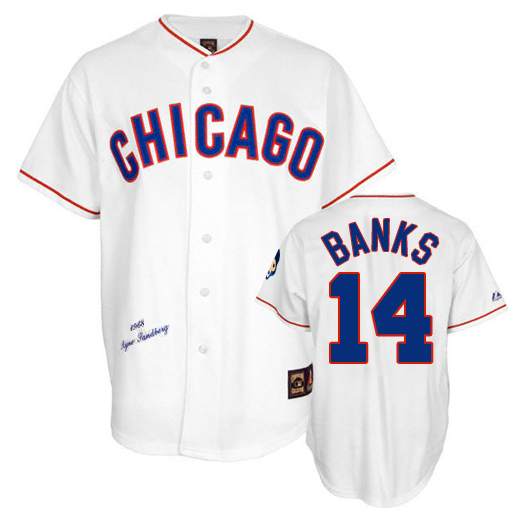 Chicago Cubs #14 Ernie Banks White 1968 Throwback Turn Back the Clock Authentic Player Jersey