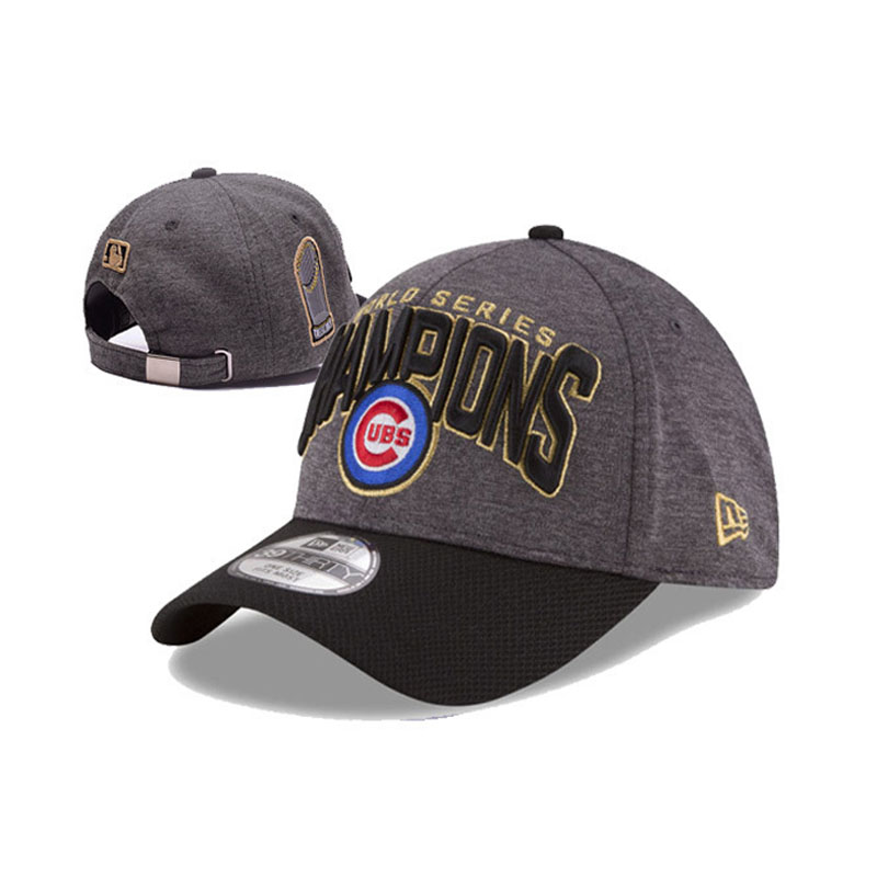 Chicago Cubs Graphite/Black 2016 World Series Champions On Field 39THIRTY Flex Hat