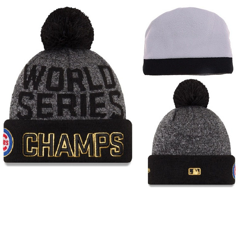 Chicago Cubs Gray Champions Cuffed Knit Hat With Pom