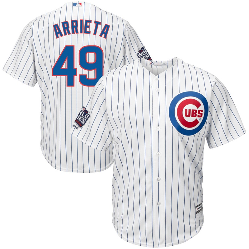 Chicago Cubs Jake Arrieta #49 White Home 2016 World Series Champions Patch Cool Base Player Jersey