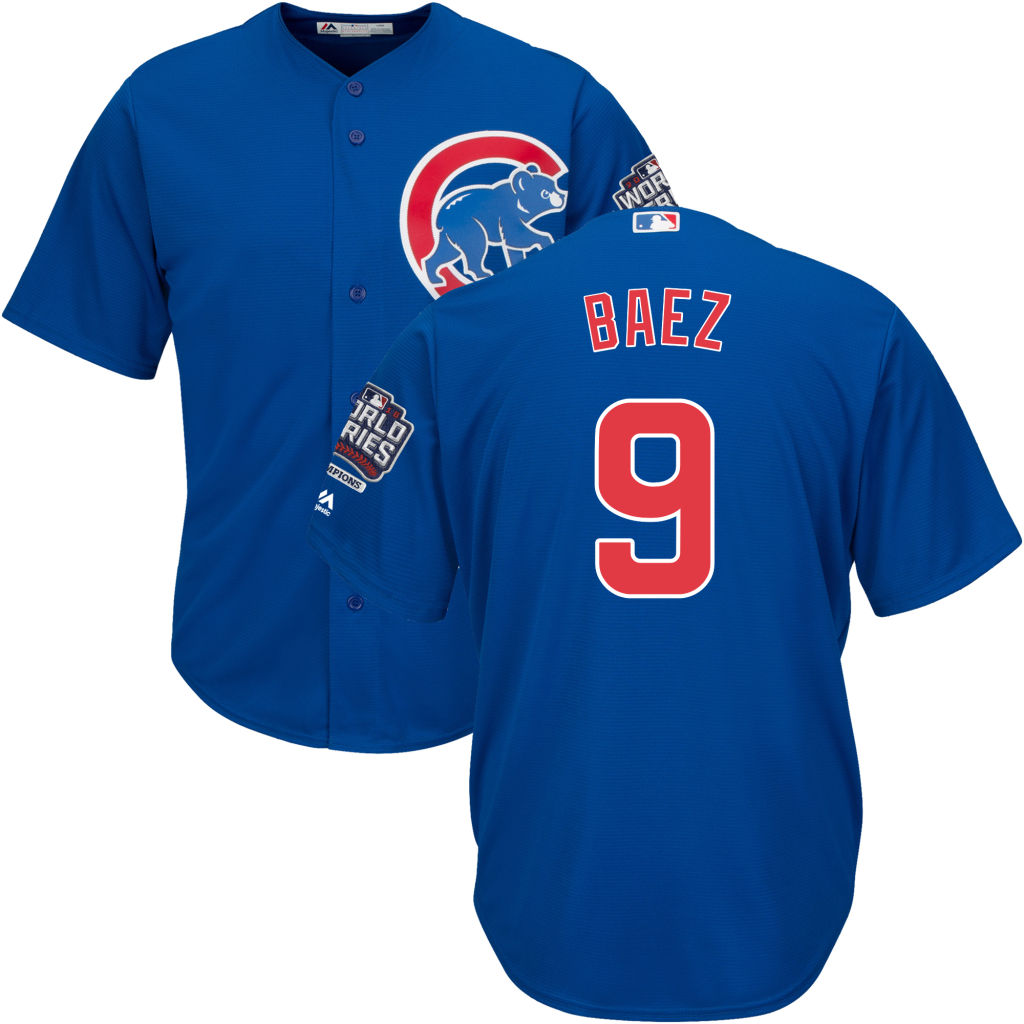 Chicago Cubs Javier Baez #9 Royal Alternate 2016 World Series Champions Patch Cool Base Player Jersey