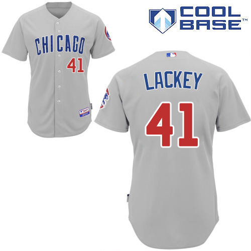 John Lackey #41 Chicago Cubs Majestic Gray Official Cool Base Jersey