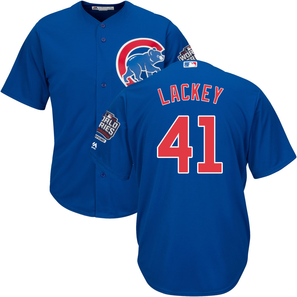 Chicago Cubs John Lackey #41 Royal Alternate 2016 World Series Champions Patch Cool Base Player Jersey