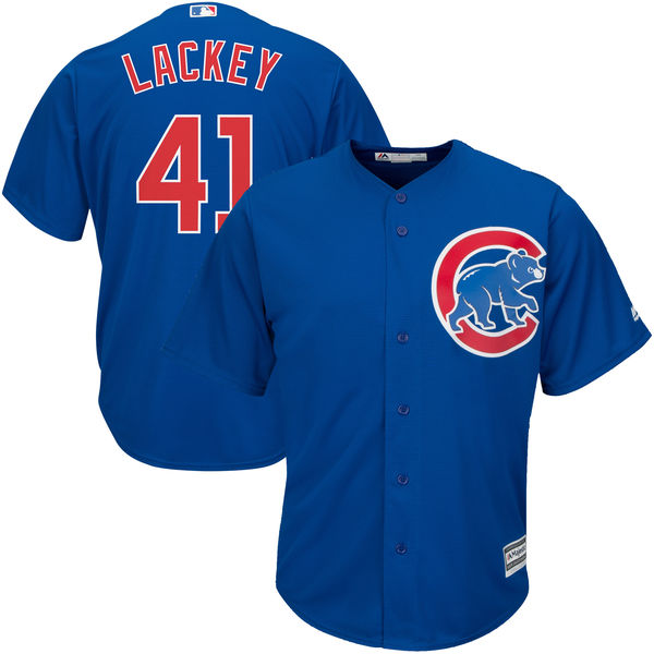 Chicago Cubs #41 John Lackey Majestic Royal Cool Base Authentic Player Jersey