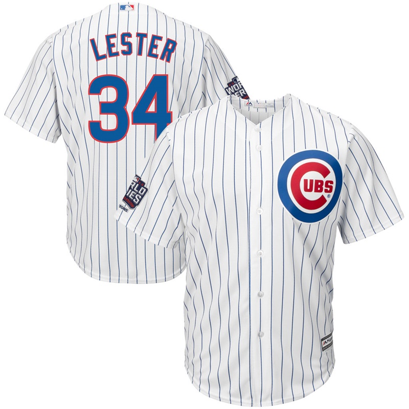 Chicago Cubs Jon Lester #34 White Home 2016 World Series Champions Patch Cool Base Player Jersey