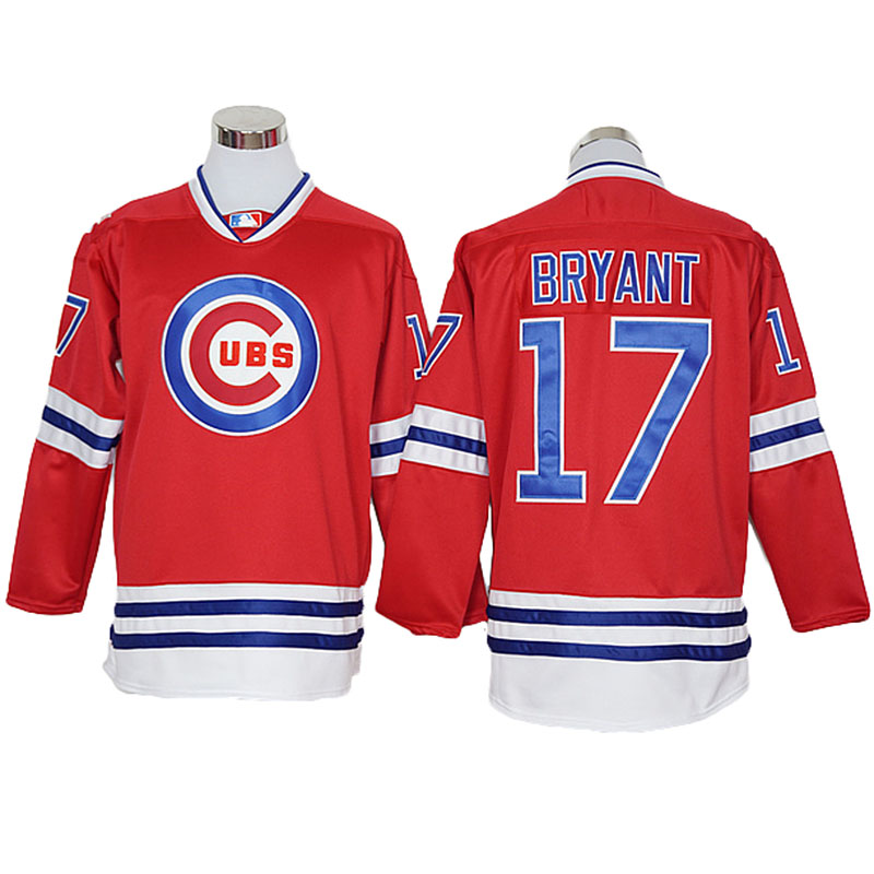 Kris Bryant #17 Chicago Cubs Red Long Sleeve Cool Base Jersey