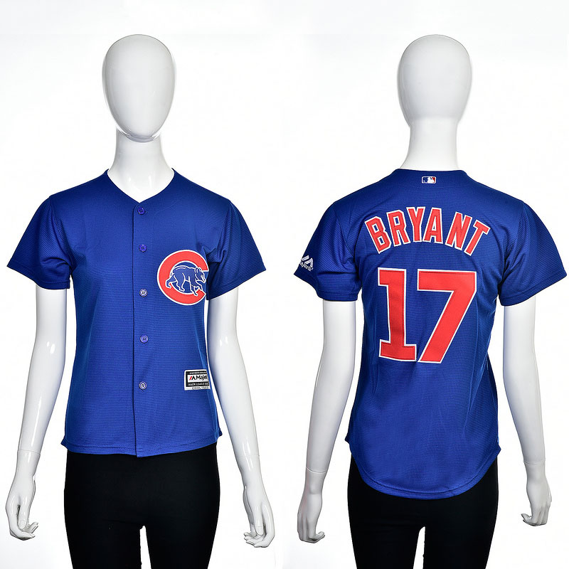 Women's Chicago Cubs #17 Kris Bryant Royal 2016 Cool Base Player Jersey