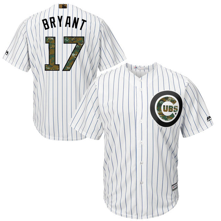 Chicago Cubs Kris Bryant #17 White Camo Fashion 2016 Memorial Day Cool Base Jersey