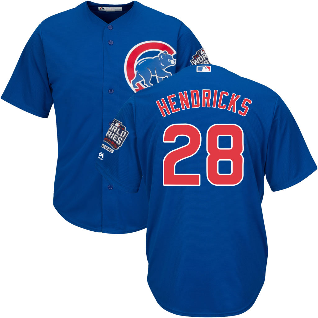 Chicago Cubs Kyle Hendricks #28 Royal Alternate 2016 World Series Champions Patch Cool Base Player Jersey