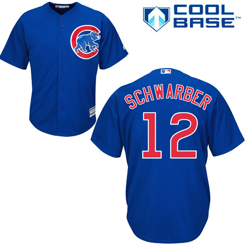 Chicago Cubs #12 Kyle Schwarber Blue Alternate Cool Base Jersey