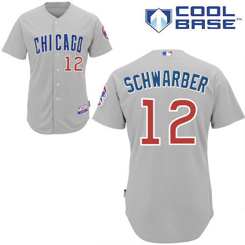 Chicago Cubs #12 Kyle Schwarber Gray Authentic Cool Base Road Jersey